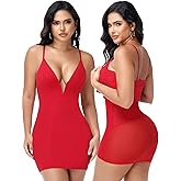 SHAPERIN Women Dress with Built in Shapewear Sexy Deep V Neck Bodycon Cocktail Party Mini Dress