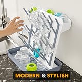 SpaceAid Space Saving Baby Bottle Drying Rack 20 Hooks Gray White view 5