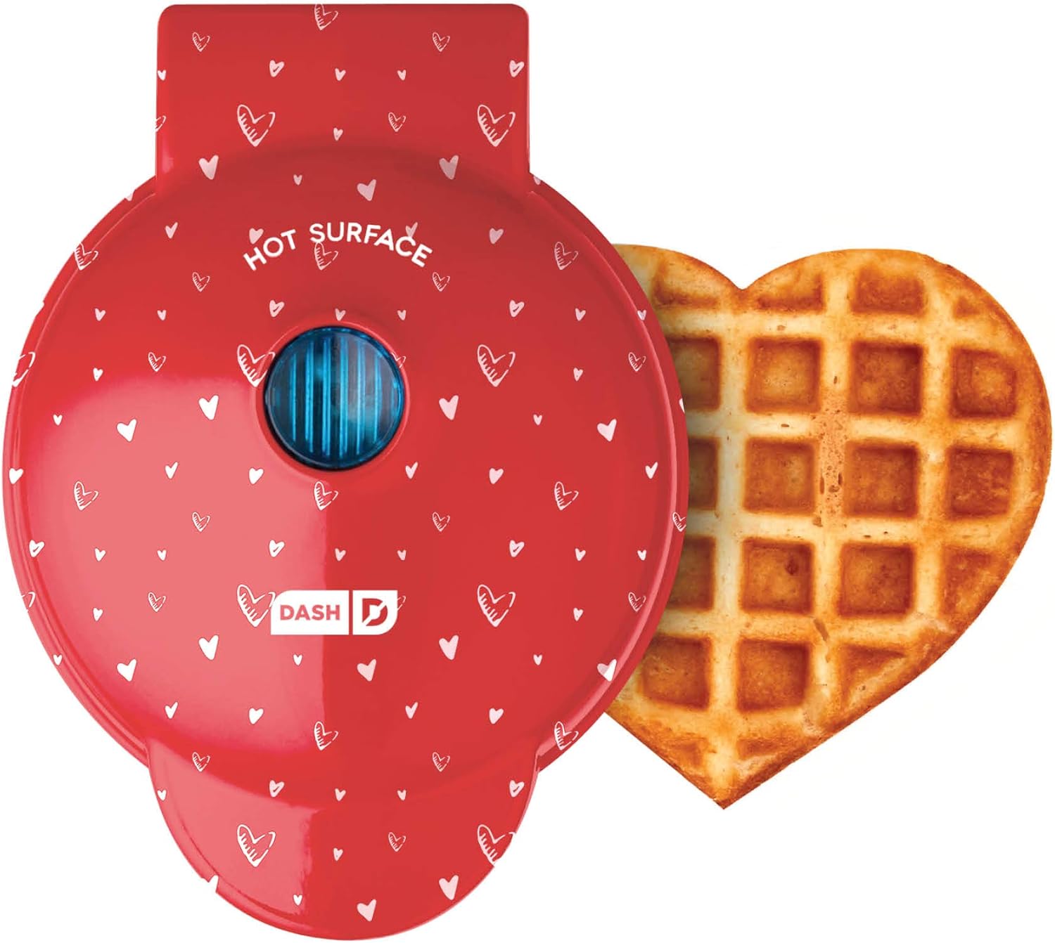 Dash DMWH100HP Mini Maker for Individual Waffles, Hash Browns, Keto Chaffles with Easy to Clean, Non-Stick Surfaces, 4 Inch, Red Love Heart: Kitchen & Dining
