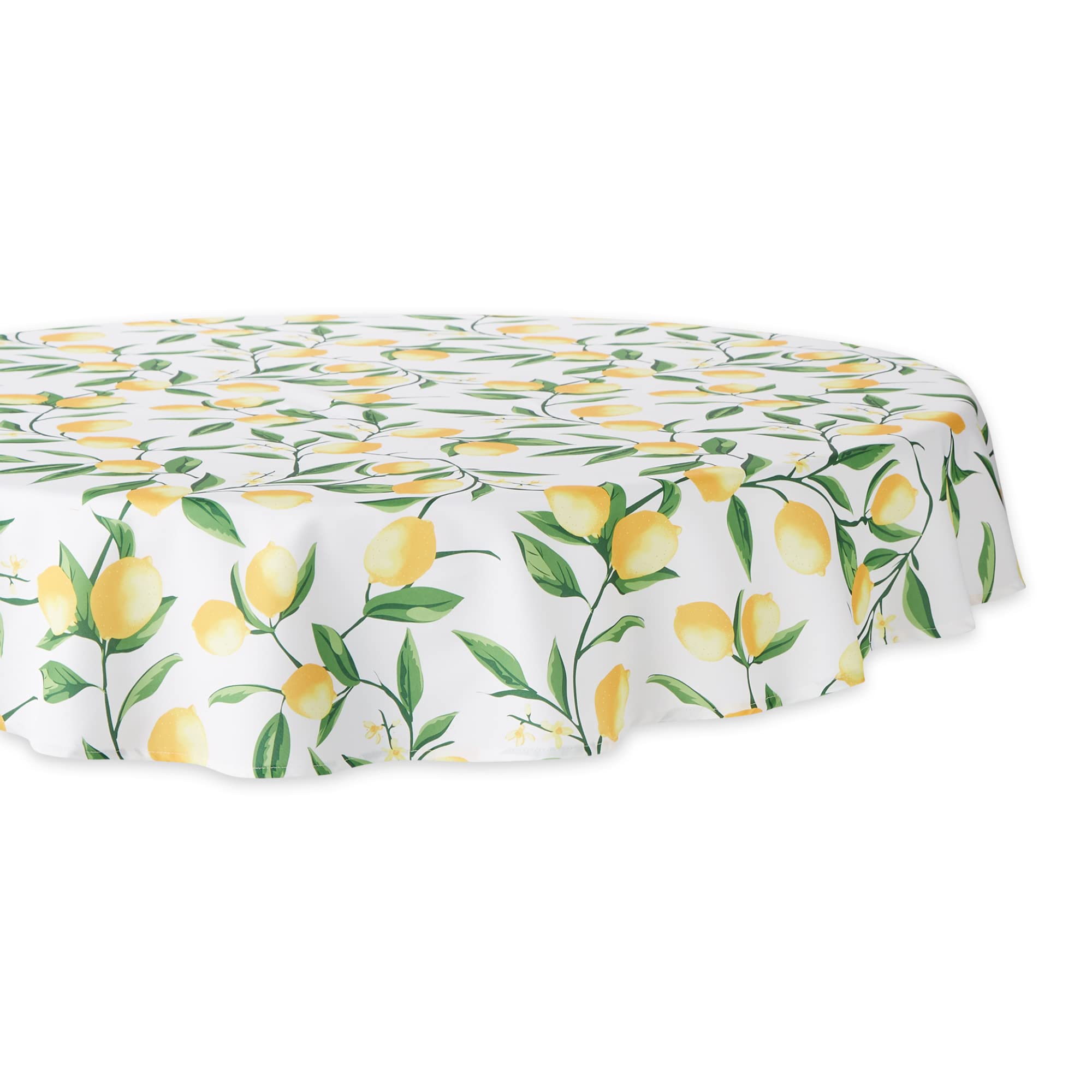 DII CAMZ11288 Spring & Summer Tablecloth, Spill Proof and Waterproof for Outdoor or Indoor Use, Host Backyard Parties, BBQs, & Family Gatherings - (Seats 2 to 4), 60" Round, Lemon Bliss