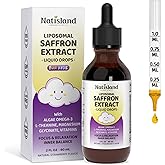 NATISLAND Liposomal Saffron Drops for Kids, Organic Saffron Extract Supplements with Holy Basil, Rosemary for Focus, Attention & Brain Support, Vegan, Alcohol-Free, Strawberry Flavor, 2 FL OZ
