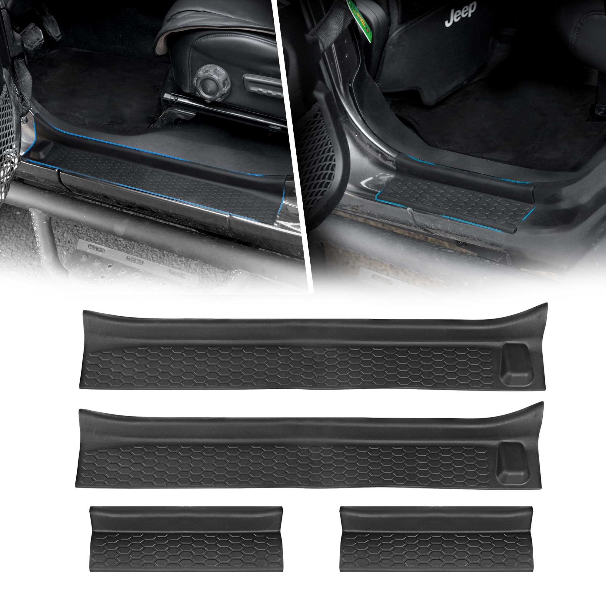 Photo 1 of Phamyor Soft Front & Rear Door Sill Guards Compatible with 2018-2024 Jeep Wrangler JL JLU & 2020-2024 Jeep Gladiator JT, All Terrain Threshold Entry Guard Kit, Full Coverage, Rubber, 4pcs, Black