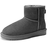 DREAM PAIRS Snow Boots for Women Genuine Suede Faux Fur Lining Anti-Slip Warm Winter Booties Slip On Memory Foam Ankle Boots FuzzyClassicⅡ Low Boots