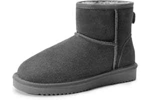 DREAM PAIRS Women's Winter Snow Boots Genuine Suede Faux Fur Lining Water Resistant Anti-Slip Warm Booties Slip On Memory Foa