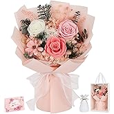 Flowers for Delivery Prime Preserved Flowers Bouquet with Vase That Last 3-5 Years Real Forever Flowers Pink Rose Bouquet for Mom Mother Women Wife Friends Birthday Valentines Day Gifts for Her