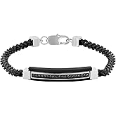 Men's Stainless Steel Black Franco Link ID Bracelet - Sleek Black Finish, 8.5"