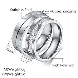 Aeici Stainless Steel Wedding Rings for Couple