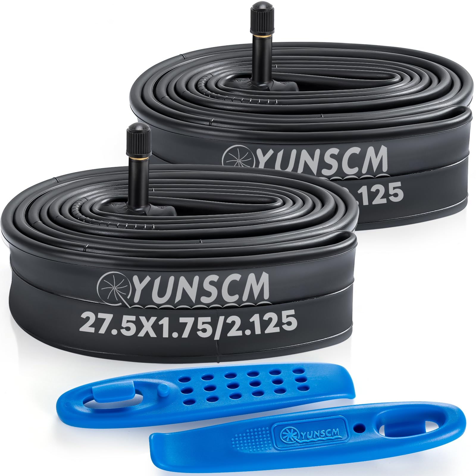 YunSCM 2-PCS 47/57-584 27.5 inch Bike inner tube 27.5x1.75 27.5x1.90 27.5x1.95 27.5x2.0 27.5x2.10 27.5x2.125 AV32mm Schrader Valve Compatible with 27.5x1.75/2.125 Road/MTB Bike Tyre Tubes