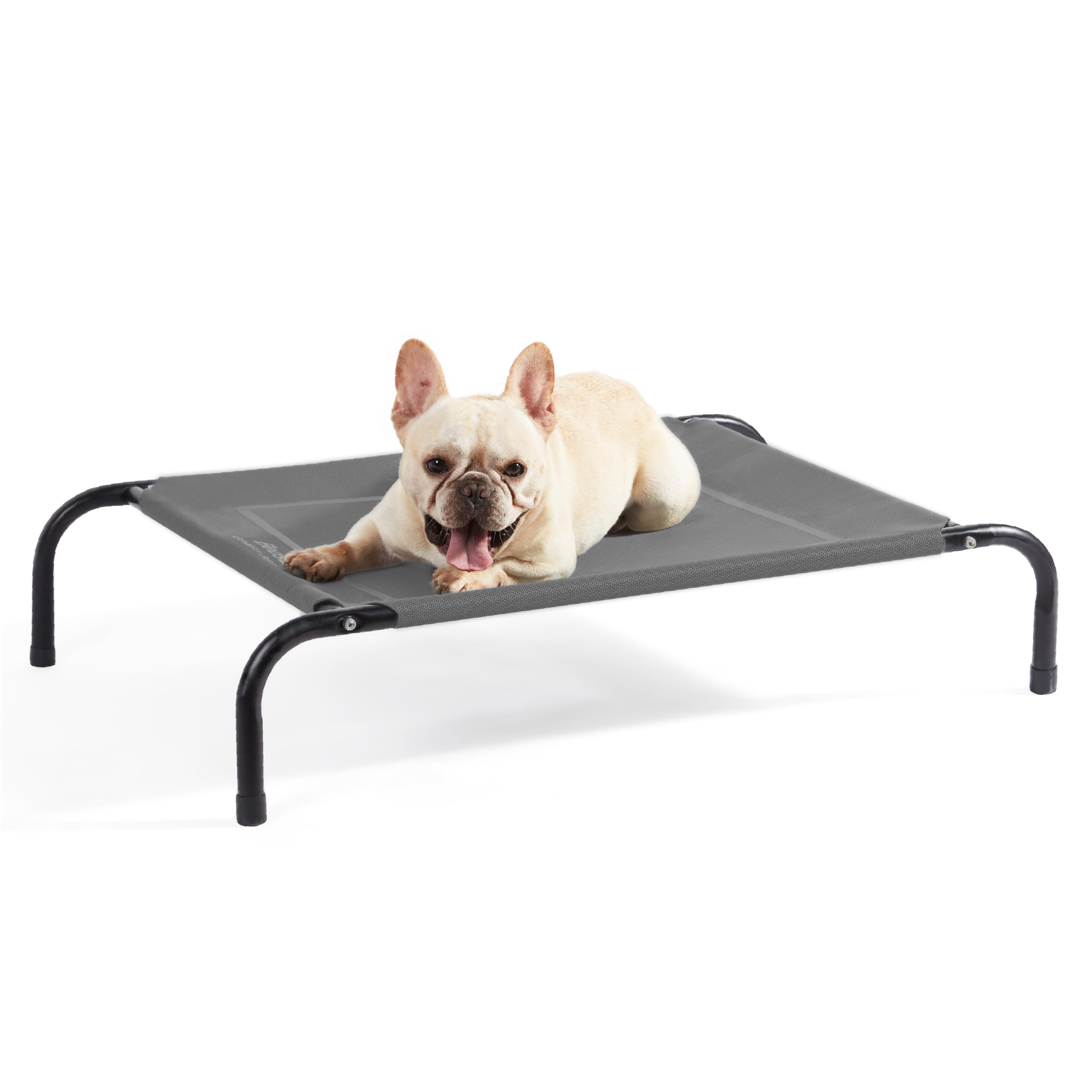 Bedsure Raised Dog Bed Small - Elevated Waterproof Dog Bed With Mesh, Outdoor Pet Cot for Travel and Garden, Grey, 87x63x20cm