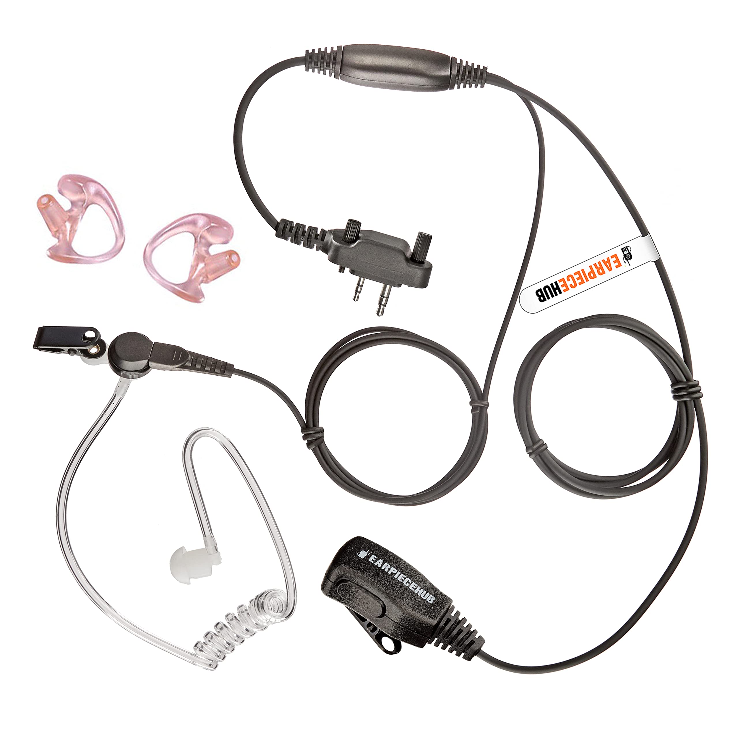 Covert Acoustic Tube Earpiece/Headset/Microphone Compatible with ICOM Radio with Earmoulds (2 Pin Screw-In) IC-F2000, IC-F1000