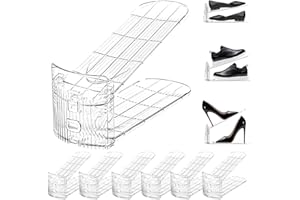 Copidrum 6 Pack Clear Shoe Slots Organizer Adjustable Shoe Stackers for a Pair of Shoes Rack Storage Shoe Space Saver 50% Shoe Hold Shoe Organizer for Closet