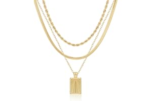MFRYK Gold Necklaces Stack For Women,14K Gold Plated Simple Layered Choker Necklaces For Women,Stackable Multilayer Pearl Cro