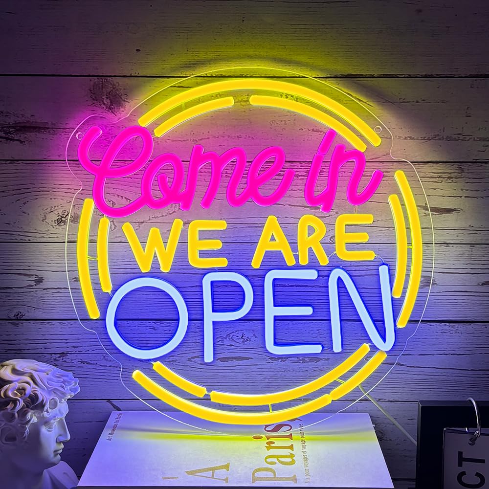 PILOYINDE COME IN WE ARE OPEN Neon Sign OPEN Led Neon Signs Store Decoration OPEN Neon Signs USB Led Neon Light Suitable For Bar Shops Coffee Shop Decorations Store Opening