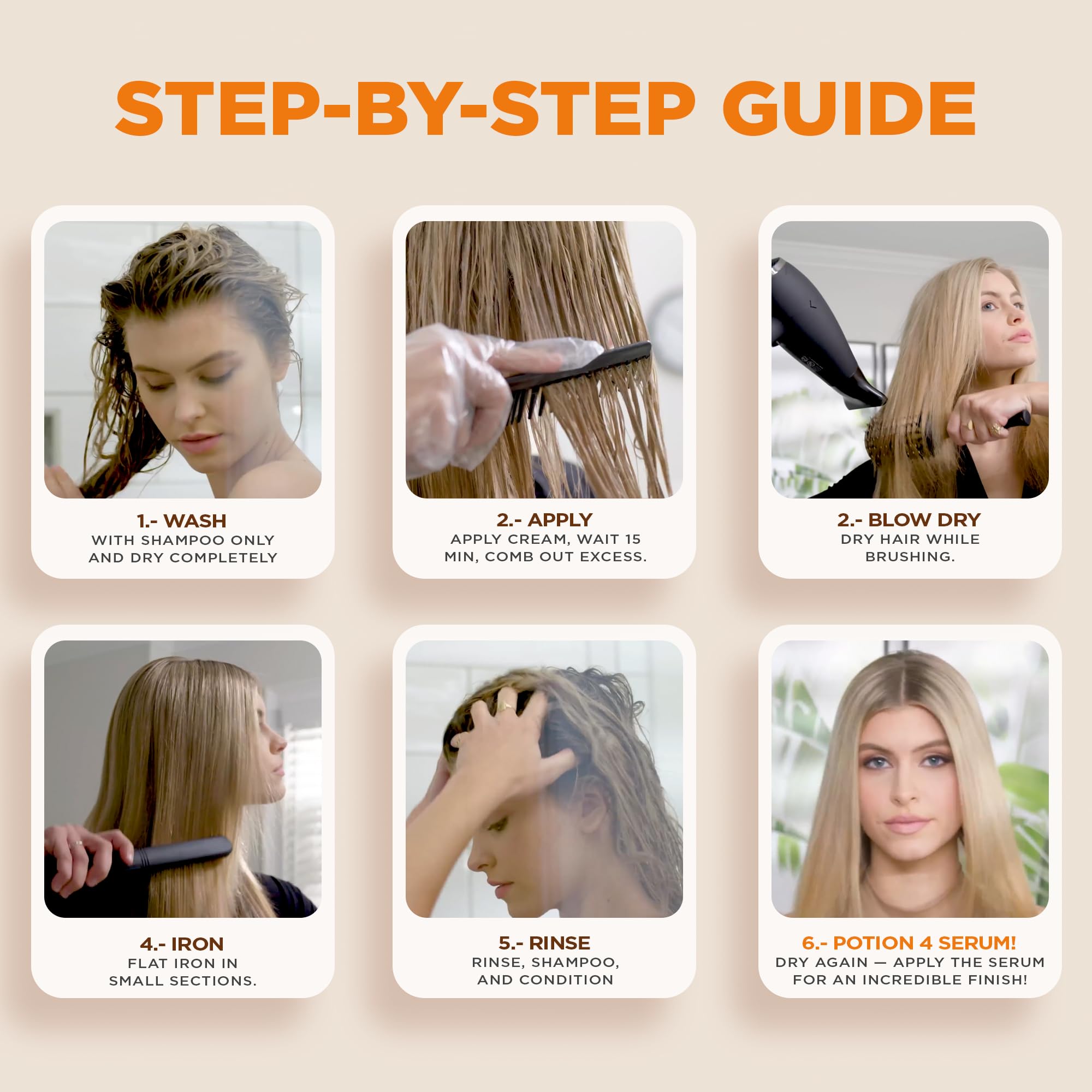 KATIVA Brazilian Keratin Treatment Kit with Potion 4 Thermo-Protective Serum – At-Home Formaldehyde-Free Straightening with Hyaluronic Acid – 12 Weeks Frizz Control for All Hair Types