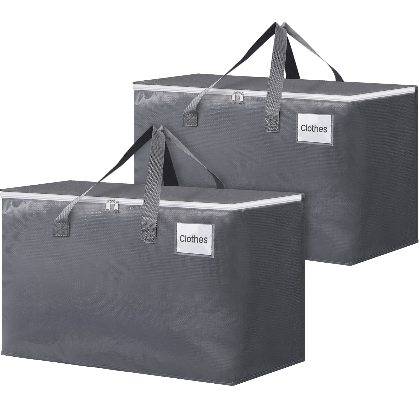 BlissTotes Large Moving Boxes and with Zippers & Handles Moving Supplies with lids, Heavy Duty Totes for Storage Bags for Space Saving, Fold Flat, Moving and Storing 125L, 2 Pack