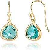Dainty Simulated Aquamarine Blue Crystal Drop Earrings - 14k Gold-Plated, Hypoallergenic, Lightweight, Minimalist Beach Jewelry by MJLULU