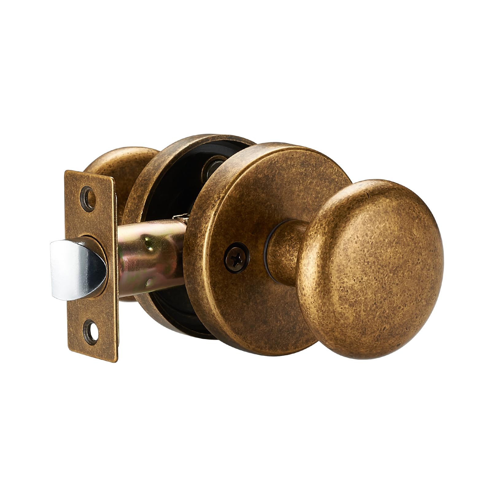Photo 1 of dairazan Antique Brass Passage Door Knob – Classic Round Design for Hallway, Closet, Guest Room, Smooth-Turning Non-Locking Handle, Vintage Style Long-Lasting Hardware