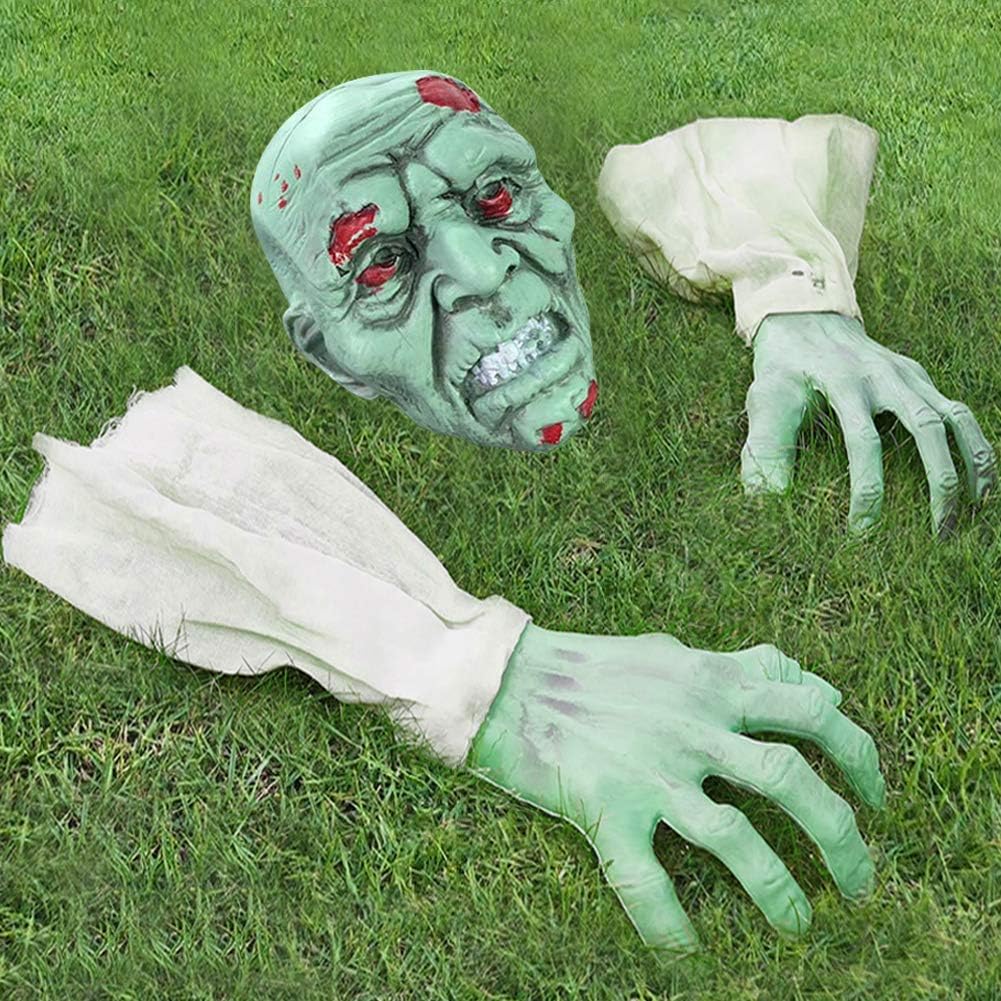 Halloween Outdoor Decorations, Zombie Yard Lawn Stakes with Head Face and Arms, Realistic Skeleton Bone Garden Props Decor, Scary Indoors Décor for Cemetery, Haunted House, Graveyard, Coffin Party: Garden & Outdoor