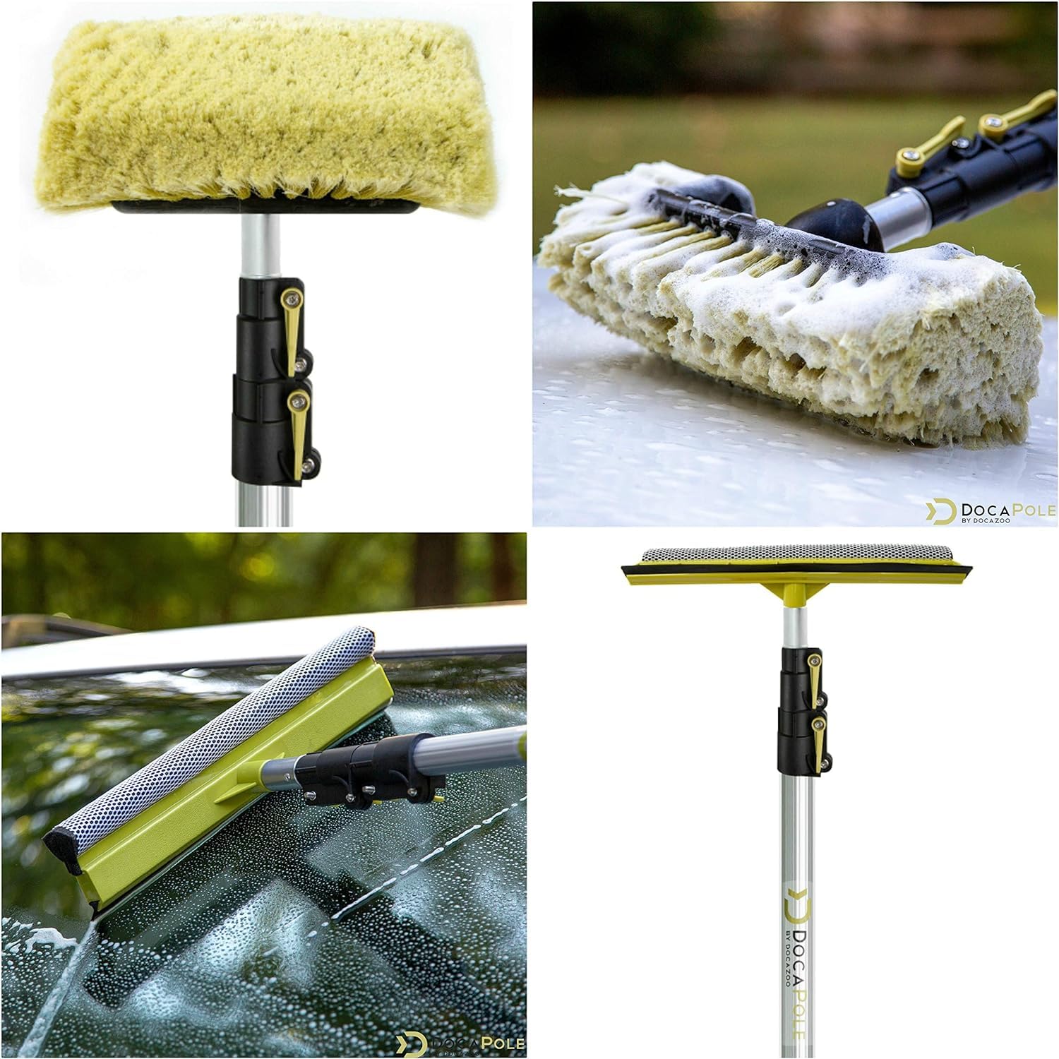 DOCA Car Wash Equipment - Car Wash Kit 5-12 Ft - Other Options Include Mop, Squeegee, Mitt, Soft Bristle Brush with or Without Long Handle Extension Pole