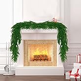 2Pcs 9 FT Artificial Norfolk Pine Garlands, Realistic Christmas Garland Thickness Real Touch Winter Greenery Garland for Table Mantle Wall Indoor Outdoor Christmas Decor