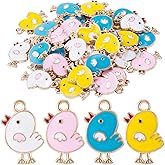 OIIKI 40PCS Enamel Chicken Charm for Jewelry Making, Cute Alloy Easter Charm Chick Pendants for Earrings, Necklace, Bracelets, Keychains