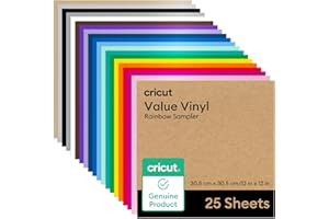 Cricut Value Permanent Vinyl, Rainbow Sampler 12in x 12in (25 ct)