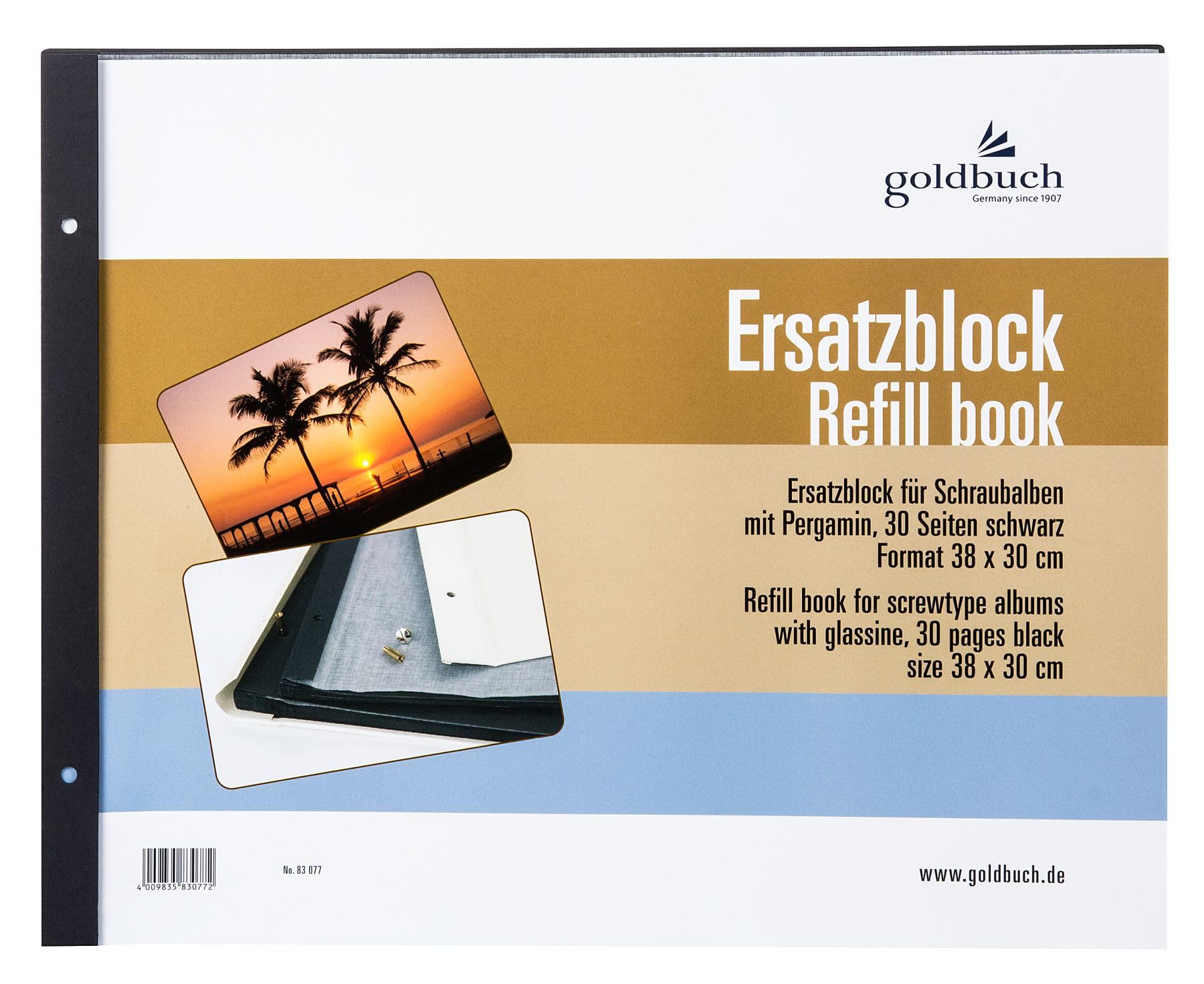 Goldbuch 83077 Refill for Photo Album, Black Pages with Pergamine Dividers 30 x 38 cm 30 Pages