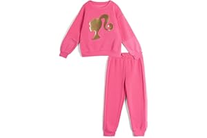 Barbie Girls Fleece Pullover Sweatshirt and Jogger Pants Outfit Set Toddler to Big Kid Sizes (2T - 10-12)