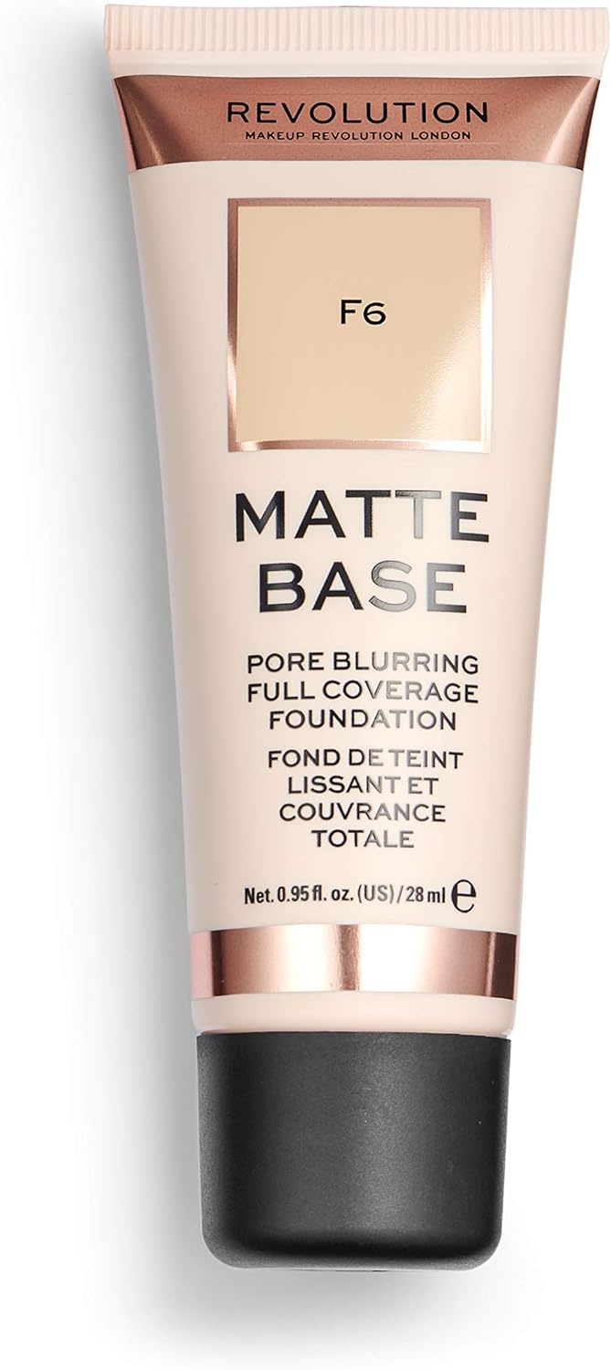 Makeup Revolution, Matte Base, Foundation, F6, 28ml, Multicolored, 28 ml (Pack of 1)