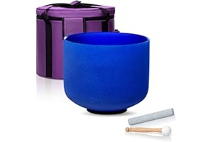 CALM CLANG 8 Inch A Note 432hz Third Eye Chakra Crystal Singing Bowl Healing Ingio with Carrying Case and Rubber Mallet Suede Strikers Oring