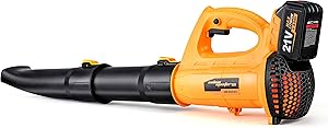 SALEM MASTER Cordless Leaf Blower - 318 CFM 250 MPH 6-Speed Electric with 21V 4.0Ah Lithium Blower, Lightweight Leaf Blower for Patio, Lawn, Garden and Work Around House (Battery and Charger Included)