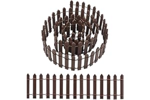 JIUMO 35 Inches Mini Fairy Garden Fence,Small Wood Decorative Picket Fence, DIY Flowerpot Decoration,Micro Landscape Miniature Ornaments, Fairy Garden Accessories for Dollhouse, Crafts, Plant Pot (Brown)