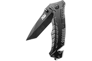 AGV Navaja Tactica Militar Retráctil Plegable de Bolsillo, Supervivencia y Campismo FK02, Color Negro