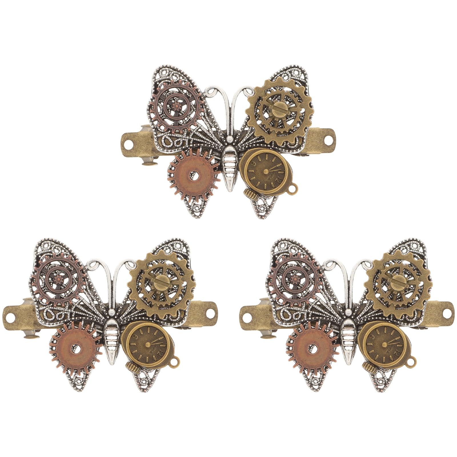 minkissy 3Pcs Steampunk Butterfly Hair Clip Metal Butterflies Hair Clips Steampunk Hair Barrettes Butterflies Wings Hair Clips Vintage Hair Accessory for Woman Girl Halloween Party