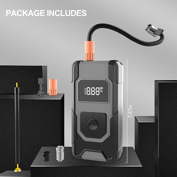 PORTABLE AIR COMPRESSOR TIRE INFLATOR, 160PSI 4X FASTER AIR PUMP WITH DIGITAL PRESSURE GAUGE & LED DISPLAY, AUTO SHUT-OFF FUNCTION FOR CAR, MOTORCYCLE, TRUCK, BIKE, BALL