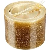 WELLIFE 120 Guests Gold Glitter Plastic Plates and Dessert Forks, 6.5 inch Disposable Dessert Plates, Durable Plastic Small Forks, Perfect for Catering, Parties &Weddings, regular