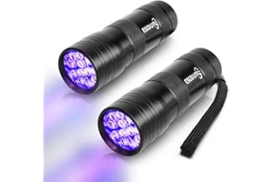 ESCO LITE 2 Packs Black Light Flashlight, 12LED 395nm UV Handheld Black Light Mini Flashlight, Dogs Urine Detector for Dry Urine Stains, Bed Bugs, Scorpions