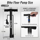 NUWAB Bike Floor Pump Dual Valve 120 PSI with Accessory Pack Canvas Bag view 3