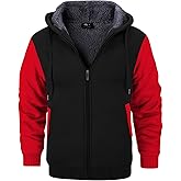 GEEK LIGHTING Men’s Fleece-Lined Zip Up Hoodie, Thick Hooded Jacket Winter Warm Athletic Sweatshirt
