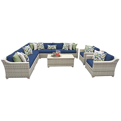 Amazon Com Tk Classics Fairmont 10a Navy 10 Piece Outdoor Wicker
