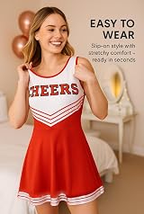 Cherry-on-Top Cheerleader Costume XL - Red Uniform with Pom Poms UK Size X-Large view 3