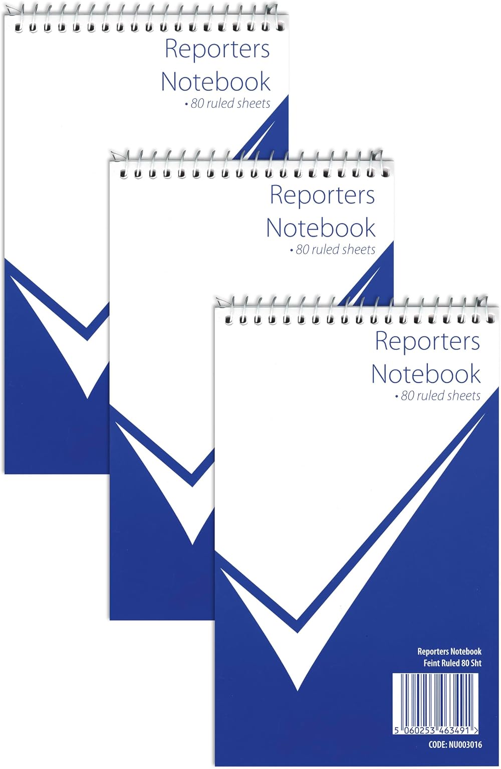 nu: Office Reporters Notebook Wirebound 80 Pages Multipack of 3
