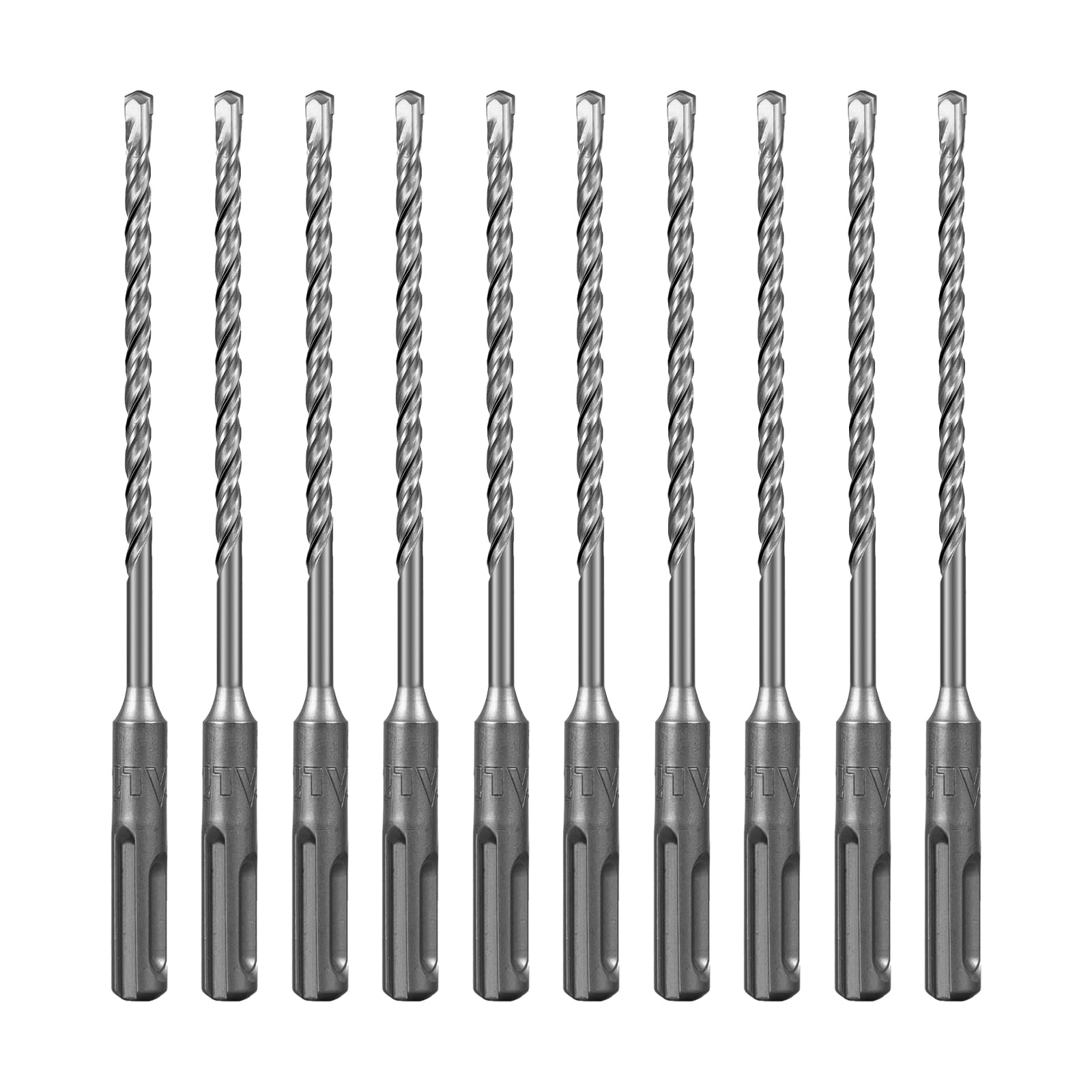SALI 10PCS SDS Plus Rotary Hammer Drill Bit Kit - Double Thread Tungsten Carbide Tip for Concrete, Brick, Cement Walls, Stone - 5mm x 160mm Hammer Drill Bits