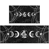 Bakyiwe Goth Kitchen Mat Set of 2, Moon Phase Kitchen Rugs for Floor Halloween Kitchens Mat Gothic Kitchens Decor for Floor, Home, Sink, Bathroom(17