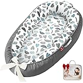 Baby Lounger - 100% Cotton Breathable Infant Lounger for Newborn, Portable Baby Nest for Home and Travel, Waterproof Lining, Newborn Babies Essentials Gifts