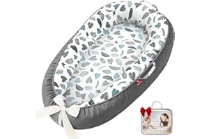JWPEHOE Baby Lounger - 100% Cotton Breathable Infant Lounger for Newborn, Portable Baby Nest for Home and Travel, Waterproof Lining, Newborn Babies Essentials Gifts