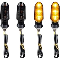 QUASCO 4PCS Universal Motorcycle Turn Signals, Front Rear LED Turn Signal Lights Amber Blinkers for Motorbike Scooter Quad Cr
