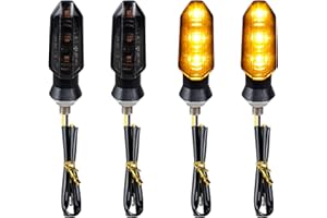 QUASCO 4PCS Universal Motorcycle Turn Signals, Front Rear LED Turn Signal Lights Amber Blinkers for Motorbike Scooter Quad Cruiser Off Road Turing
