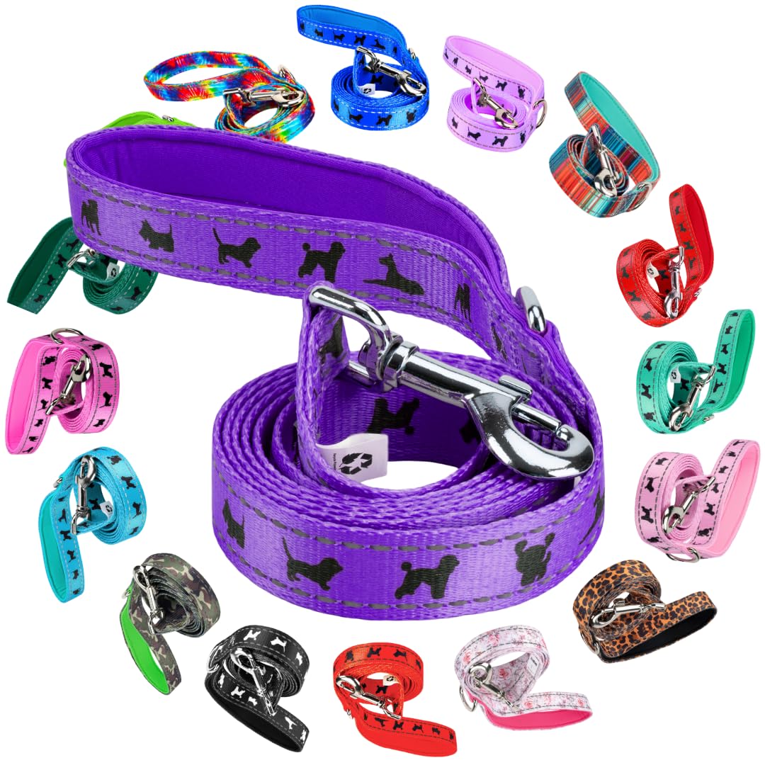 EcoBark Dog Leash - Soft & Reflective Comfort Training Leashes with Padded Handle - Strong Durable Heavy Duty - Training and Pulling for Small, Medium or Large Dogs (Purple) โ image 1