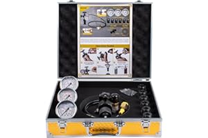 GRYVOZE Hydraulic Nitrogen Accumulator Charging Kit, Pressure Test System, Nitrogen Fill Kit, Gas Charge Tools with 3 Gauges (1500, 3500, 6000 PSI), 8 Adapters, 1 Gas Hose, Aluminum Suitcase